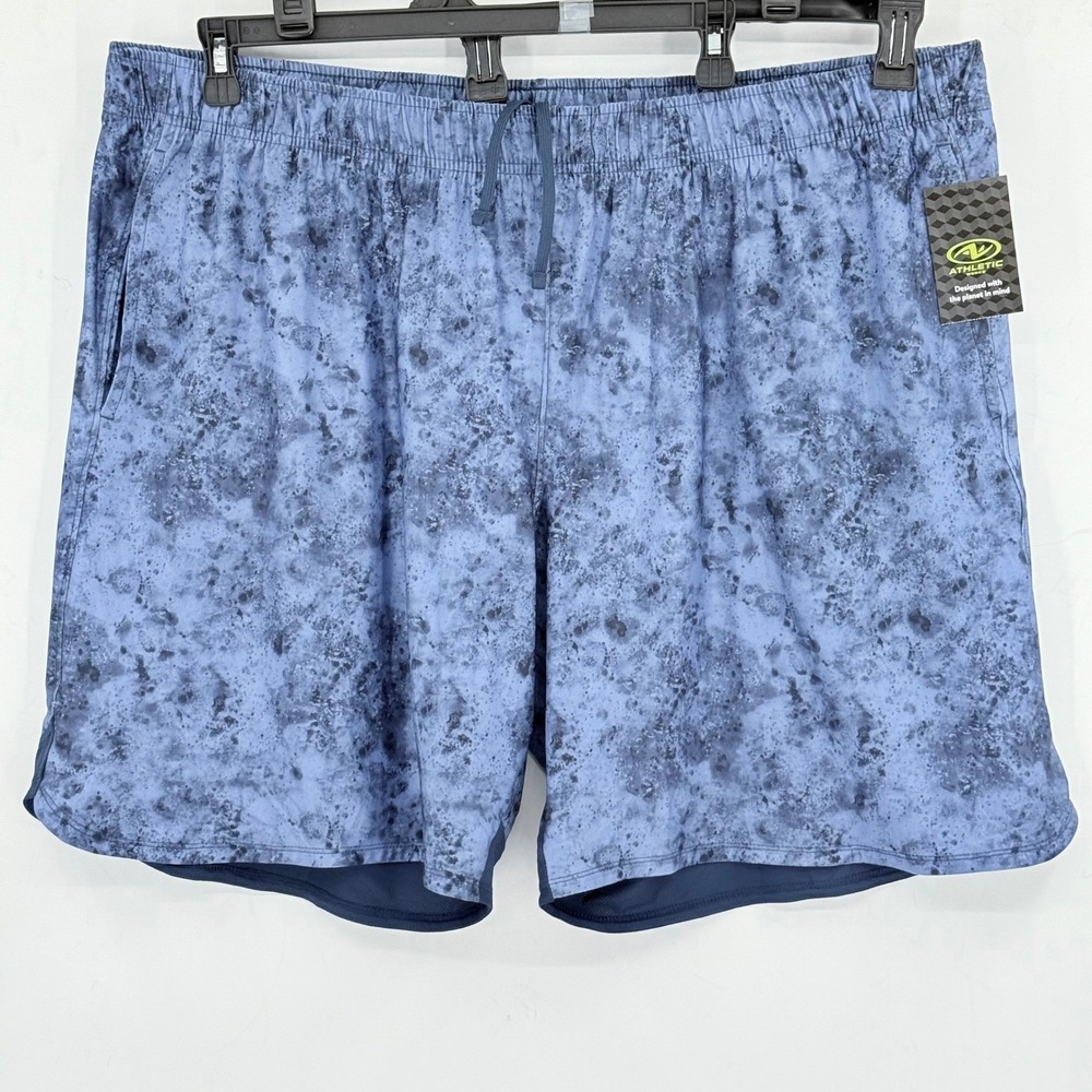 Athletic Works Men's Blue Tie Dye Knit Jersey Shorts 3XL 48-50 Elastic Waist NWT